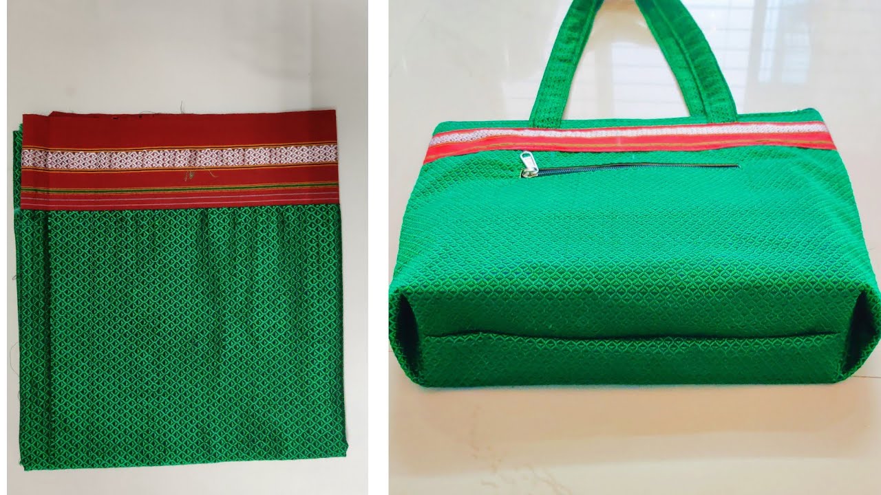 Khan Fabric New Design Bag cutting and stitching !! खण Fabric से बनाए नई ऑर सुंदर बॅग !!