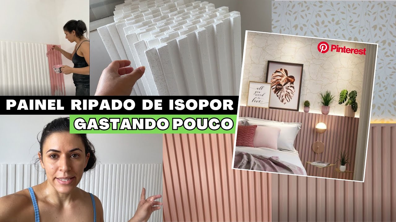 COMO FIZ MEU PAINEL RIPADO DE ISOPOR GASTANDO POUCO - Reforma do Estúdio #parte1 | Larisse Gama