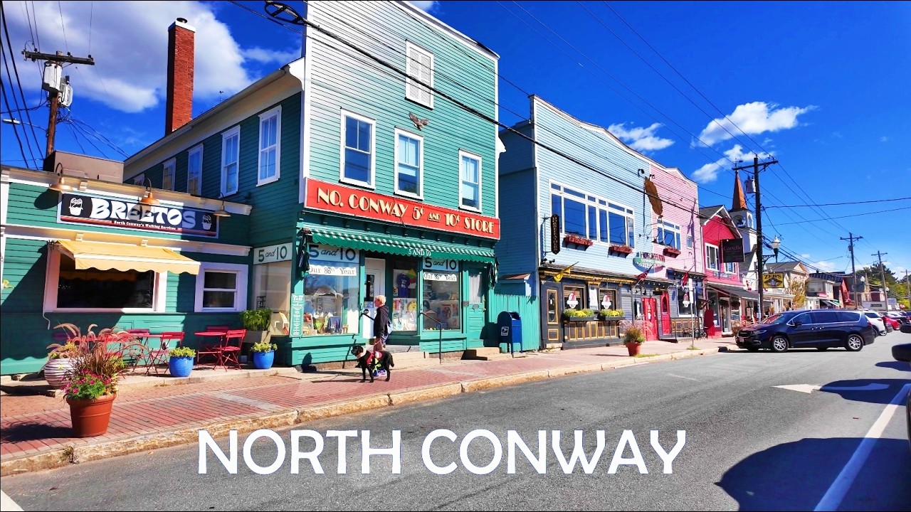 CONWAY New Hampshire Autumn Walking Tour 4K | New England Fall Foliage
