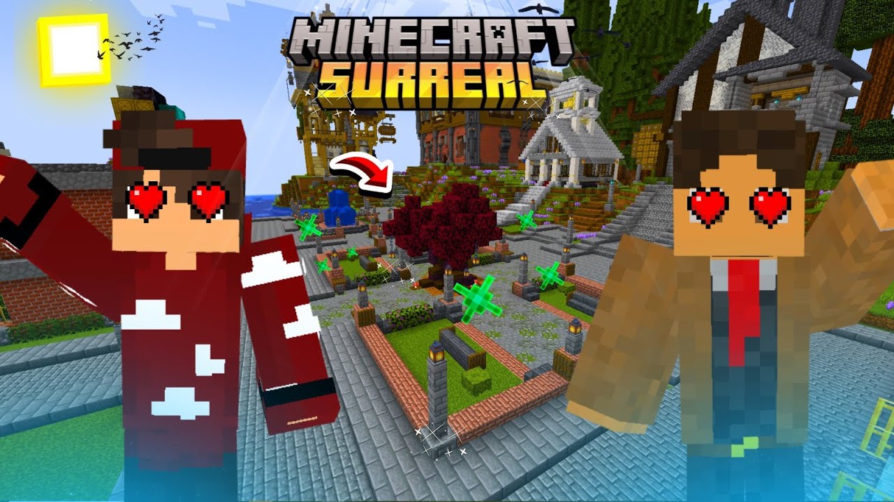 Eu e meu AMIGO Construímos A PRAÇA Desse Mundo de MINECRAFT Surreal