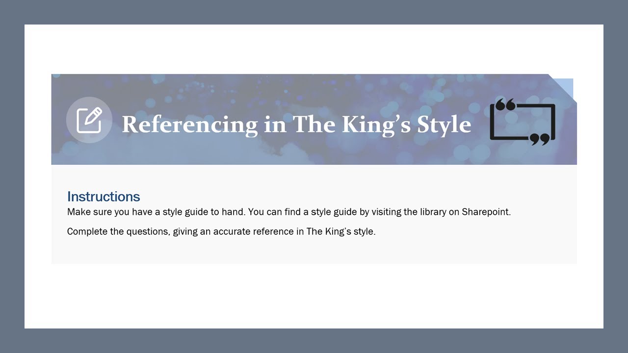 Referencing in the King's Style