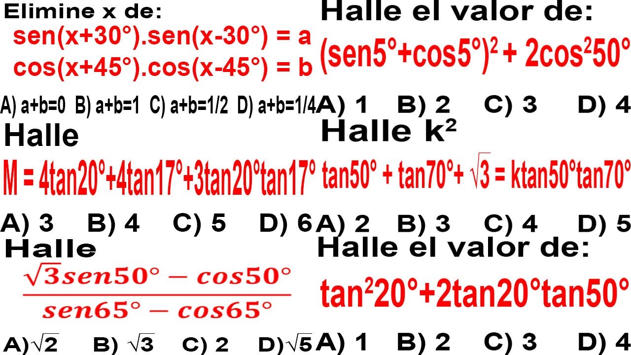 Identidades trigonométricas ARCOS COMPUESTO tipo ADMISION TRIGONOMETRIA