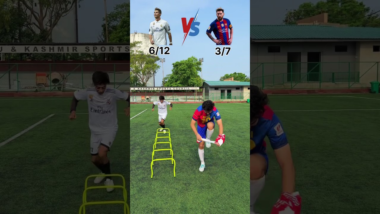 Ronaldo&rsquo;s Hurdle Hustle 🟡 vs Messi&rsquo;s Shirt Trick 🎽⚽ &ndash; Who completes first? ⏱🔥#football #ronaldo