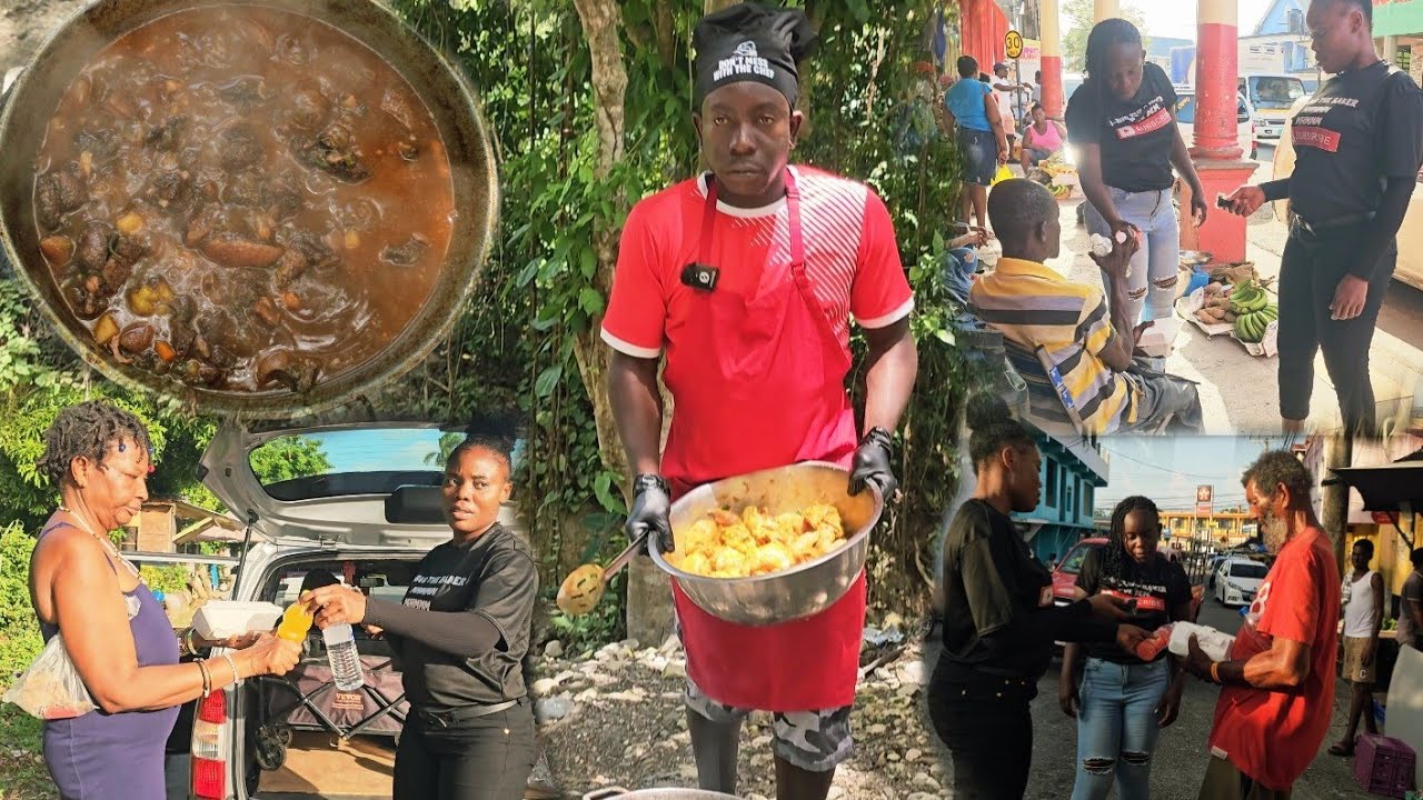 Cooking for the less fortunate | curry chicken | Stew pork | Rice & peas |who God bless no man curse