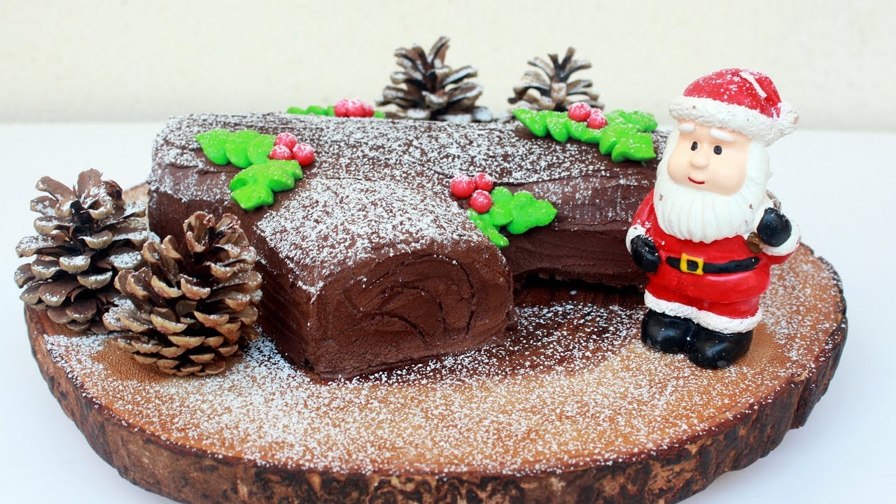 Eggless Christmas Yule Log