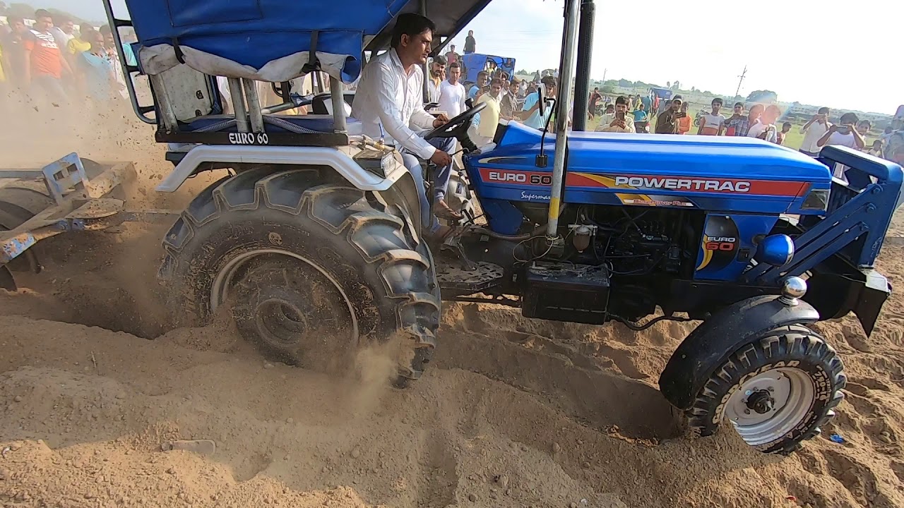 Powertrac Euro 60 tractor best performance with 2 harrow competition