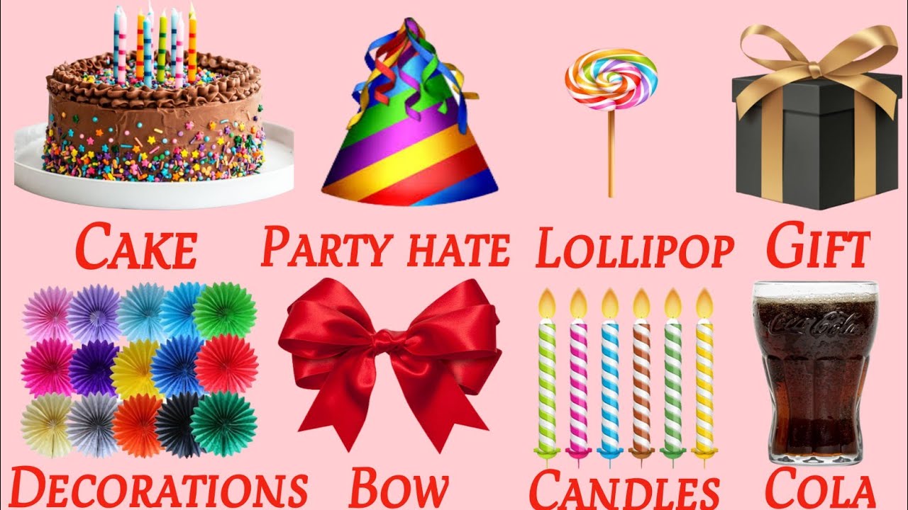 English Vocabulary | PARTY ITEMS | PARTY NAMES WITH PICTURES