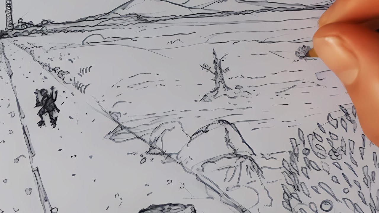 POV Pen Drawing – Final Details in a Surreal Landscape