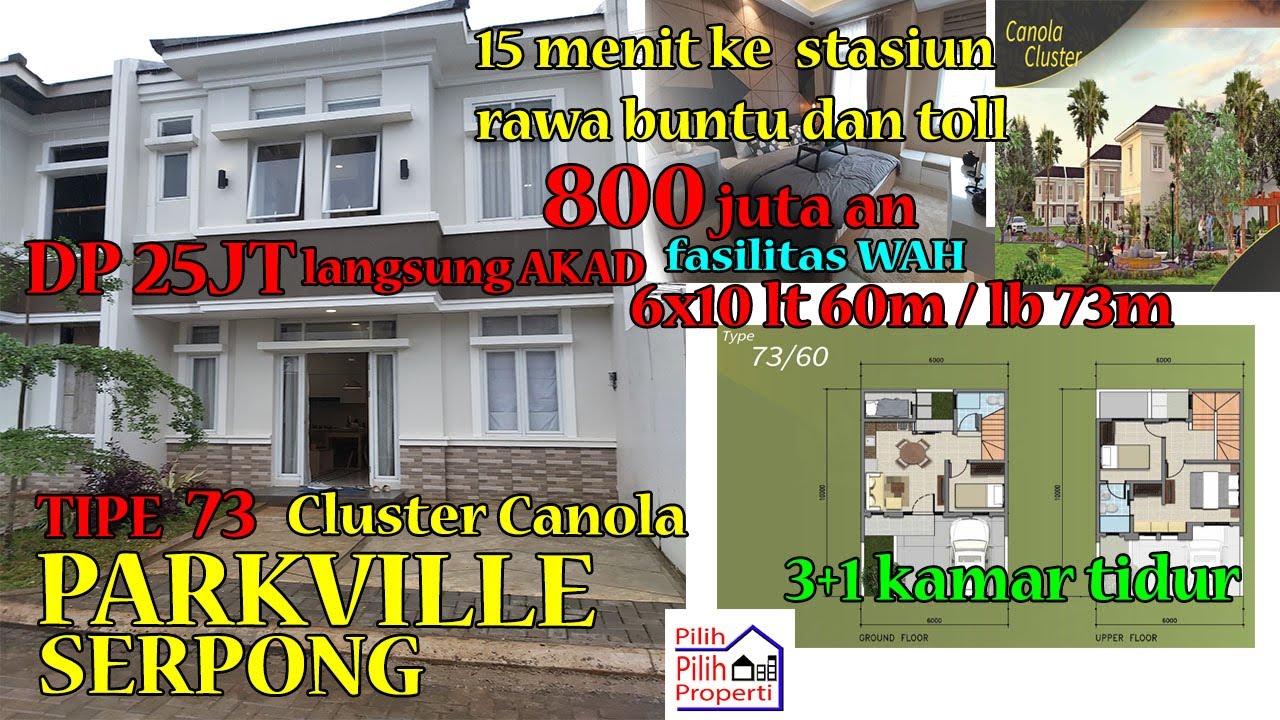 Rumah Serpong Parkville Tour Show unit Cluster Canola 3 kamar tidur tipe 73/60
