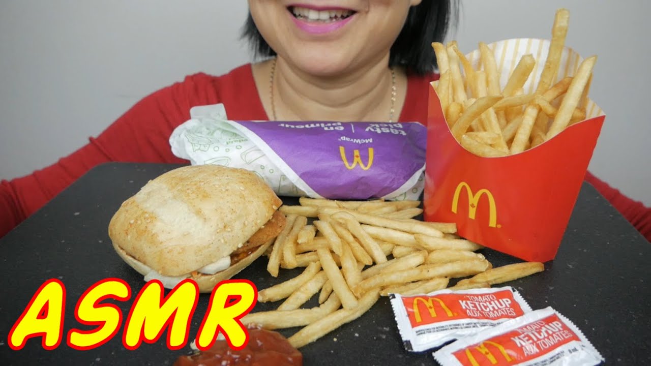 ASMR • Canada McDonald's Cajun Wrap, Thai Teaser Burger • Eating Sounds • Light Whispers • Nana Eats