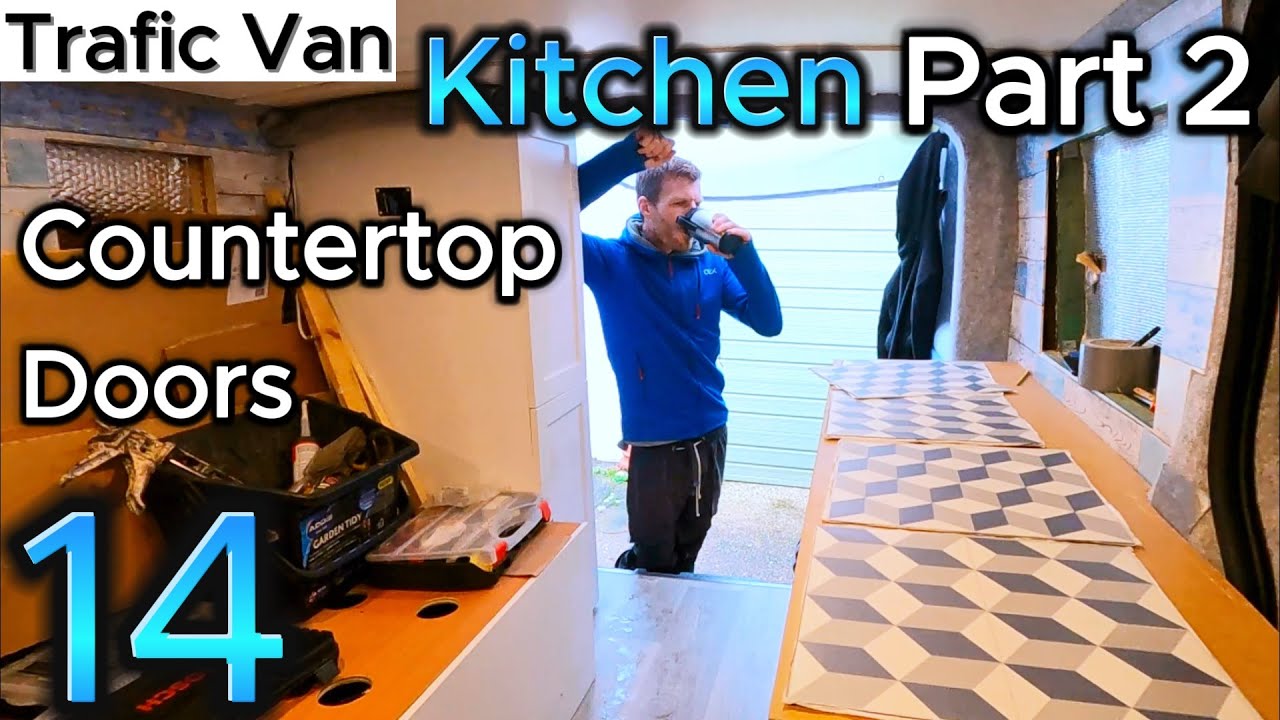 JD's Trafic Campervan Conversion Ep14 - Kitchen Part 2 - Custom Worktop - Kitchen Doors