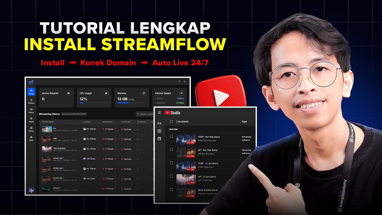 Tutorial Lengkap StreamFlow: Install di VPS, Setting Domain, YouTube API, Auto Live 24/7