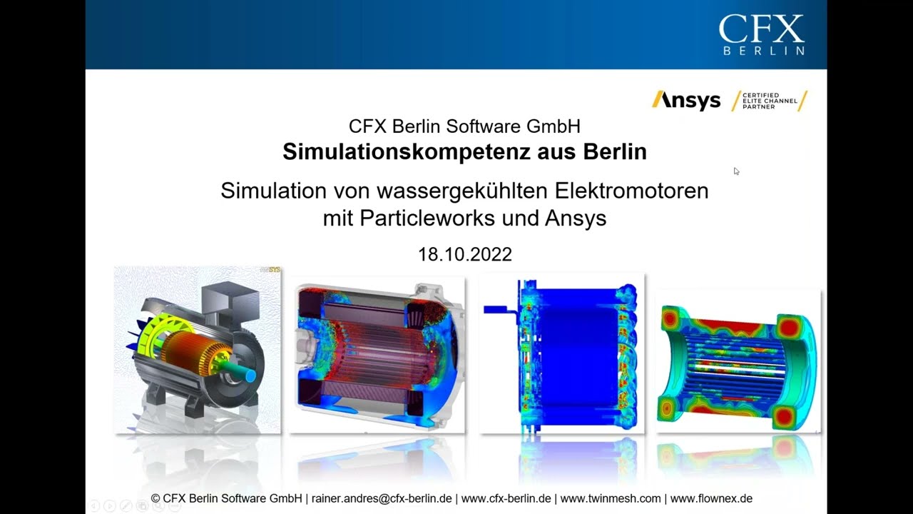 Simulation von wassergekühlten Elektromotoren mit Particleworks und Ansys