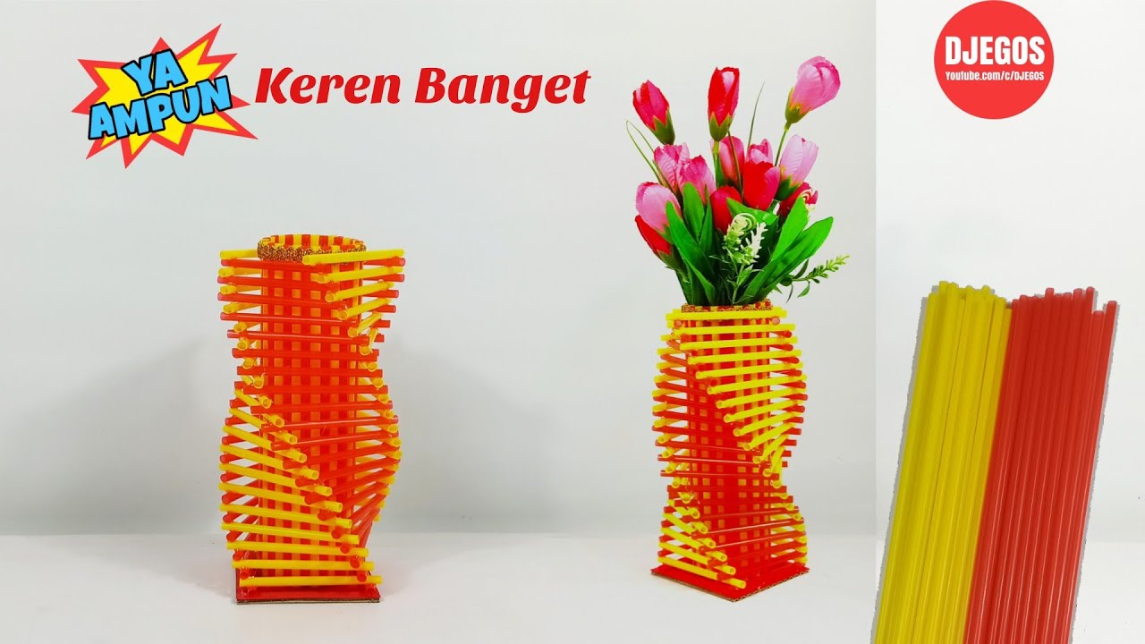 YA AMPUN KEREN BANGET DIY VAS BUNGA DARI SEDOTAN MINUMAN | DIY FLOWER VASE FROM DRINKING STRAW