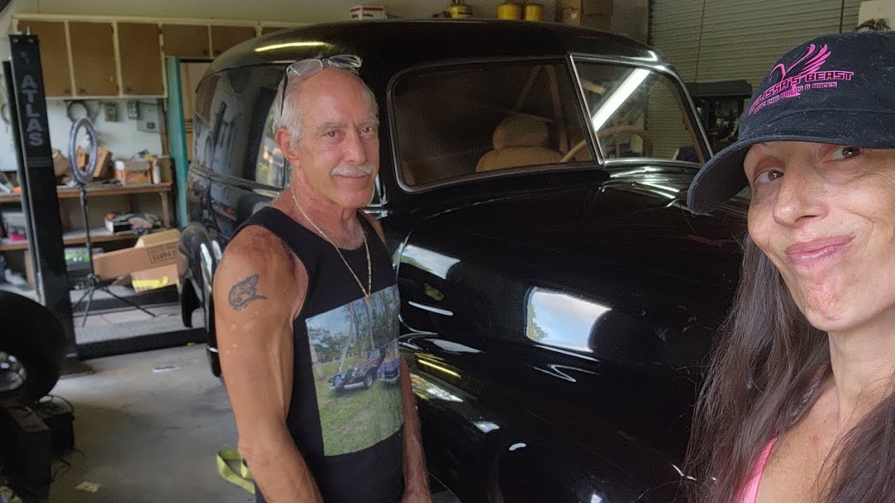 Windshield installation with chrome trim 1950 Chevy panel truck