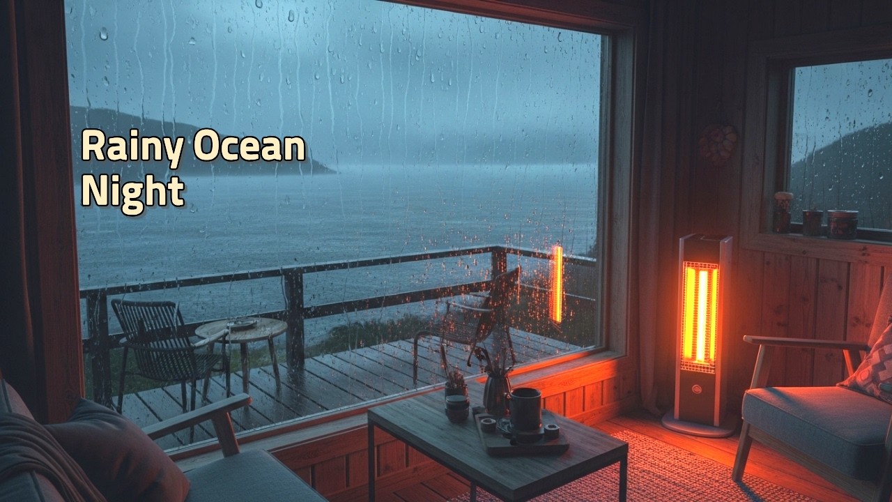 Korea Rainy Ocean Night for Deep Sleep 🌙🌊  |  Cozy Room Rain Sounds 8H
