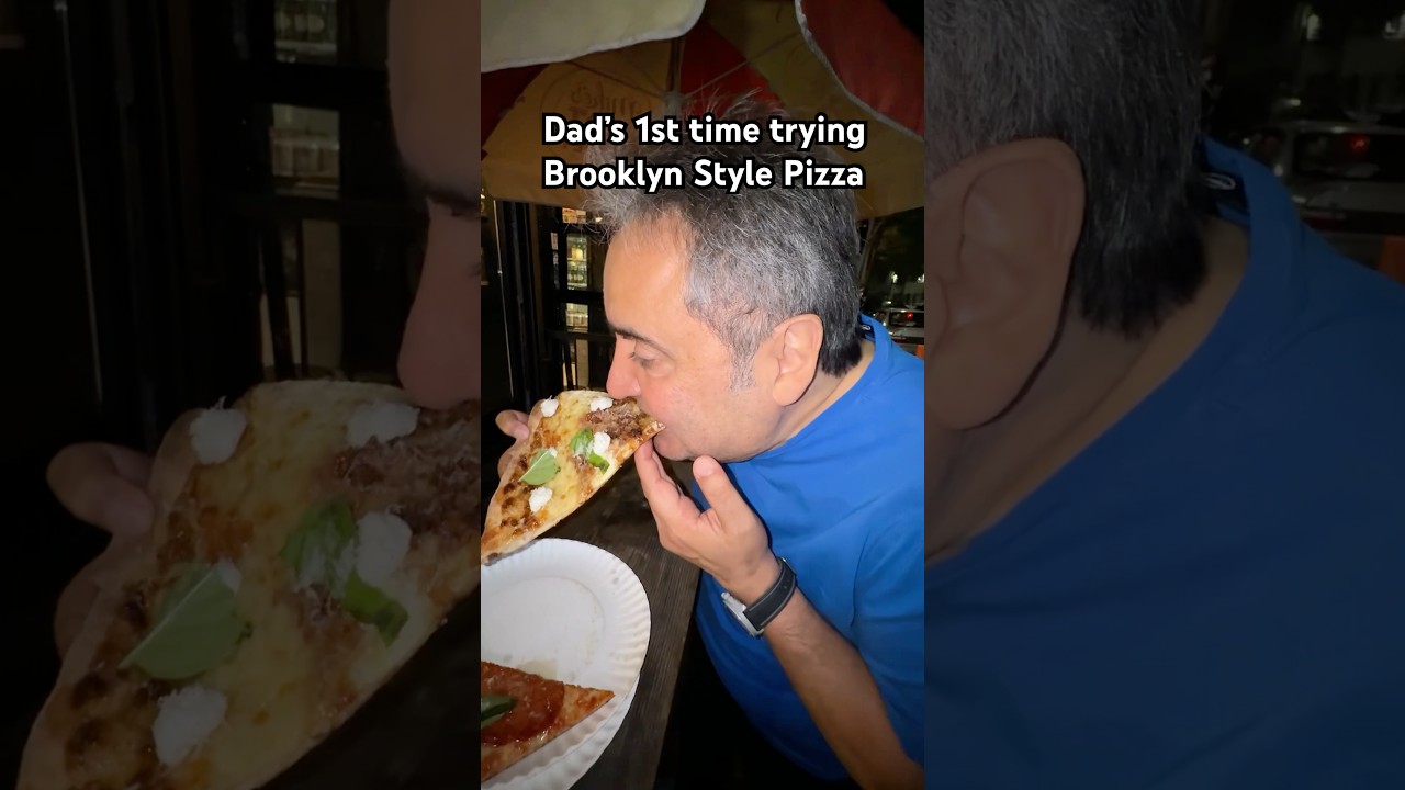 Папа впервые попробовал пиццу в стиле Бруклин #foodreview #mukbang