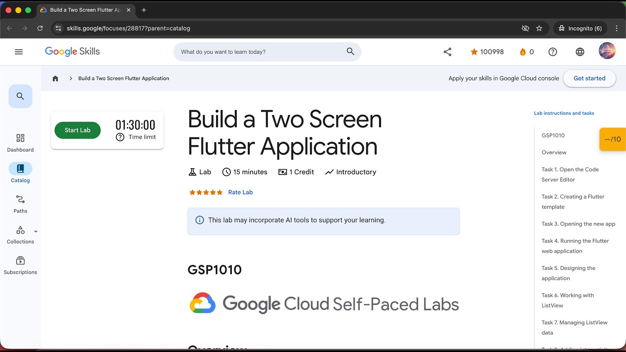 Build a Two Screen Flutter Application | GSP1010