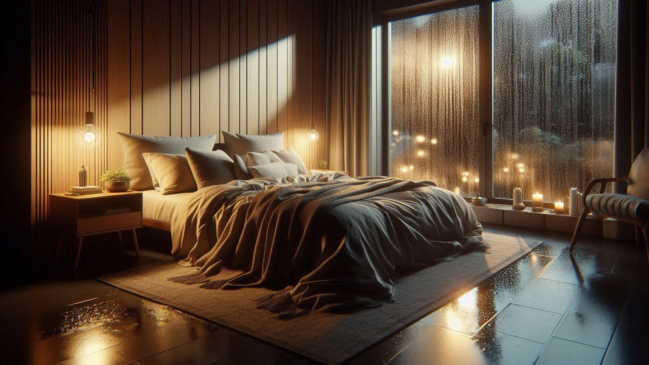 Rain Sounds in Cozy Bedroom | Rainy Night Ambience for Deep Sleep & Relaxation (2 Hours)
