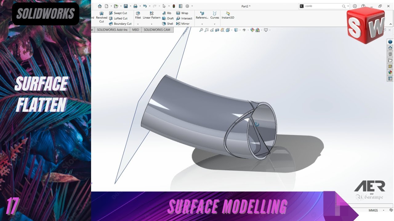 Surface Flatten | Surface Modeling | Solidworks Tutorial | Stage #17 Eng AER Int.