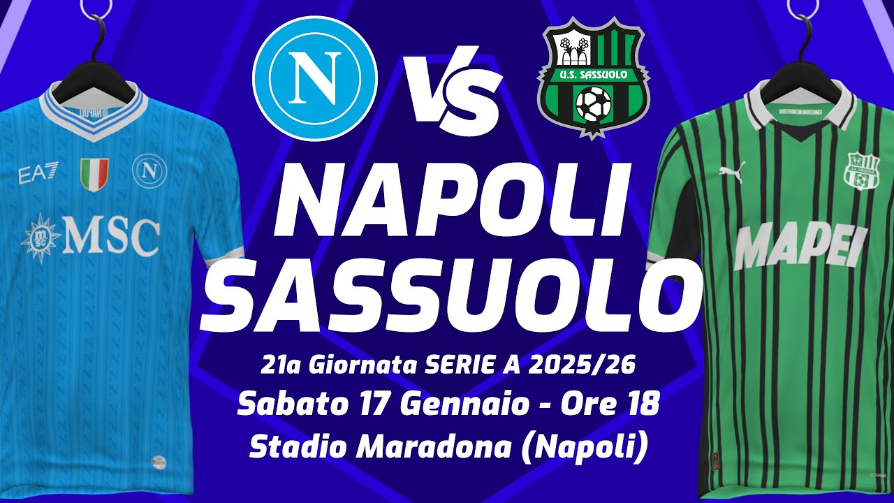 NAPOLI vs SASSUOLO 1-0 ▪︎ 21ª  GIORNATA SERIE A 2025/26 ▪︎ DIRETTA LIVE STATISTICHE & CAMPO 3D