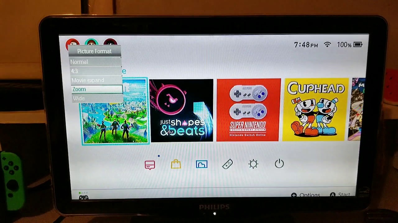 How to play with stretched resolution on Nintendo Switch