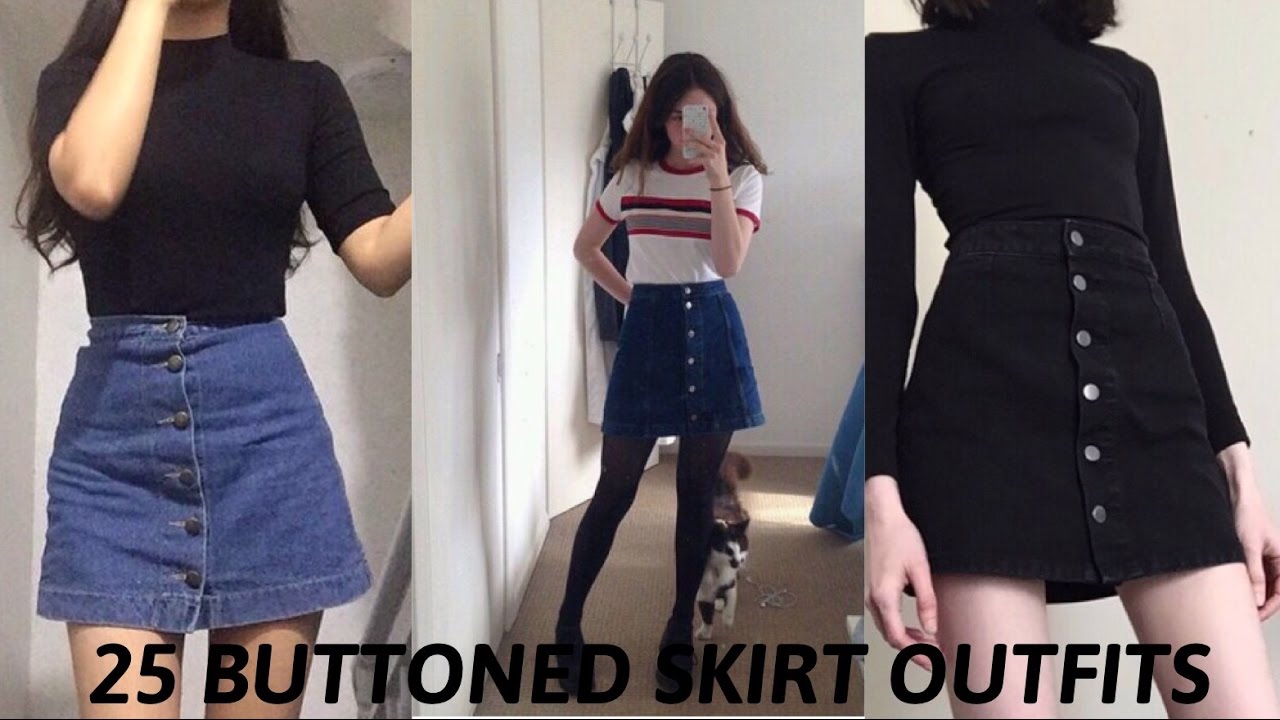 25 BUTTONED SKIRT TUMBLR OUTFITS