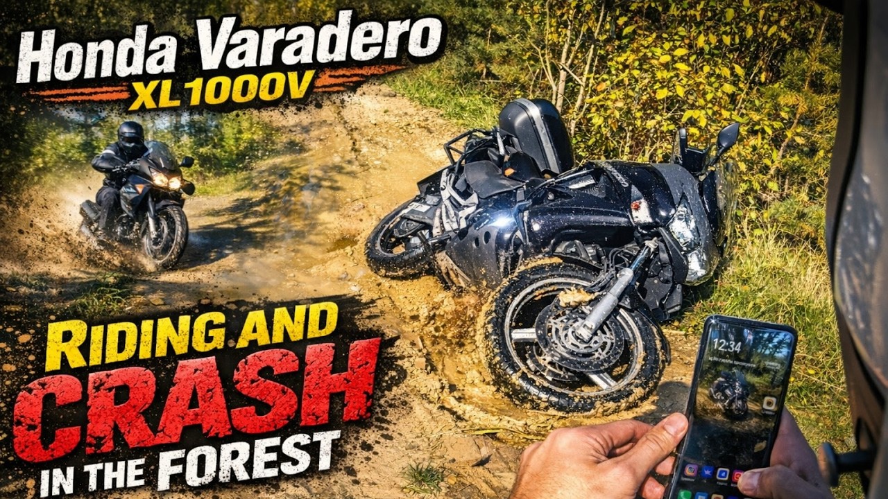 Honda Varadero XL1000V riding and crash in the forest