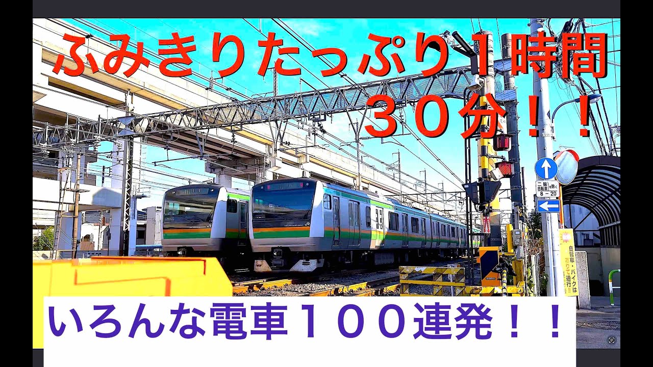 【電車】踏切　人気　【ふみきり　鉄道】いろんな電車大集合！たっぷり１時間30分！JR 特急　私鉄　西武　東武　京急　東急　京成　外房線　大井川鐵道　raiway crossing train 富士急行