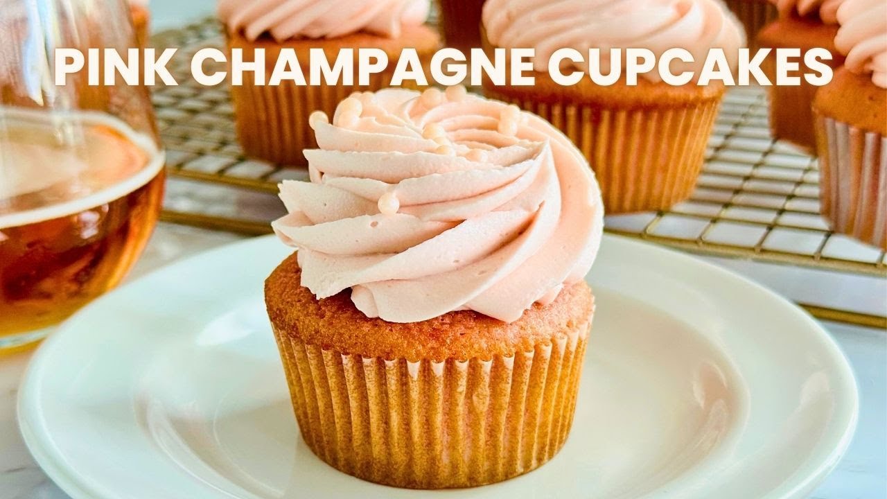 Pink Champagne Cupcakes Recipe | Easy Valentine’s Day Dessert Idea | Champagne Buttercream Frosting