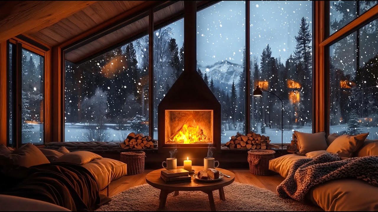 Cozy Piano by Warm Fireplace Ambience | Instrumental Piano Music for Relax, Heal & Calm the Mind