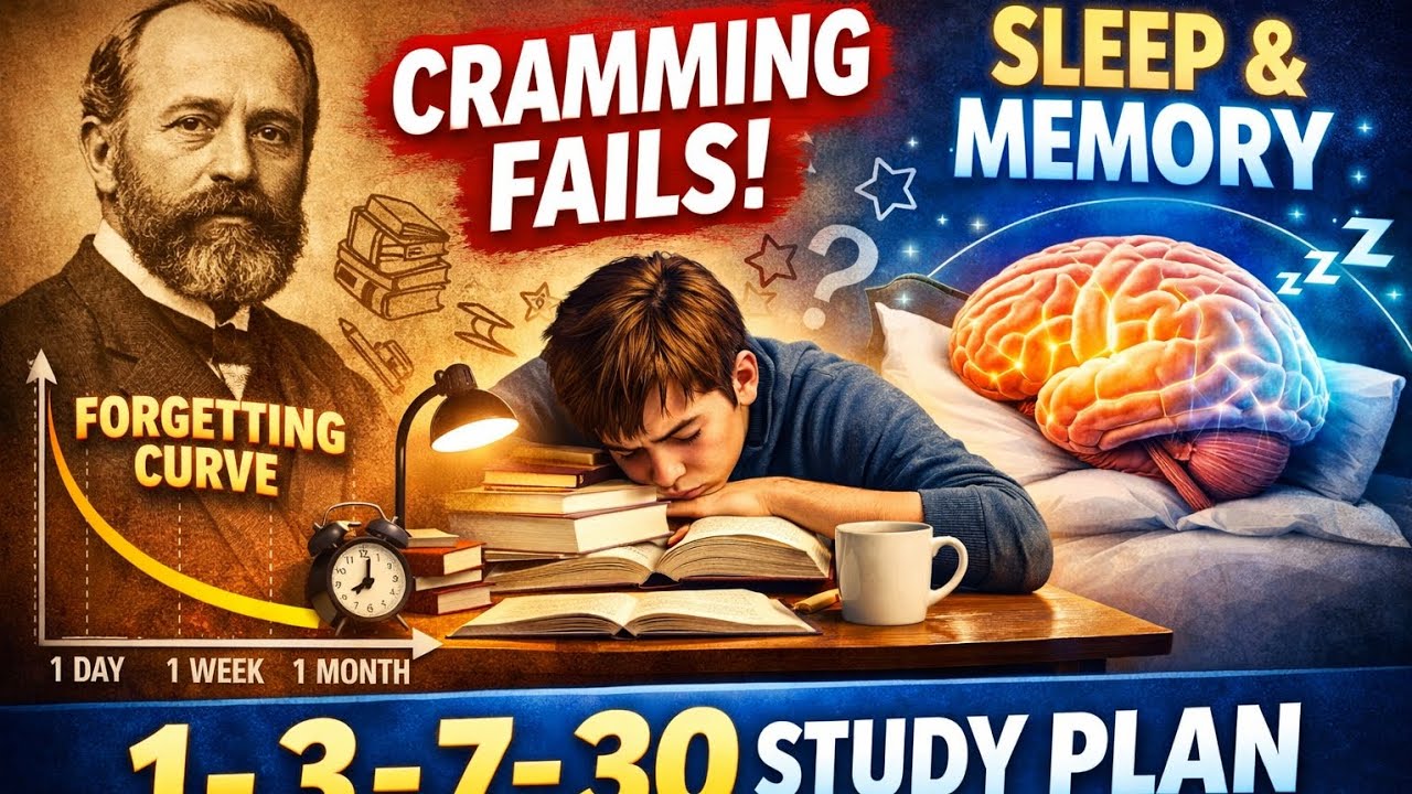 Cramming FAILS! 🧠 The 1-3-7-30 Study Plan Based on Science | Sleep & Memory Secrets for Students