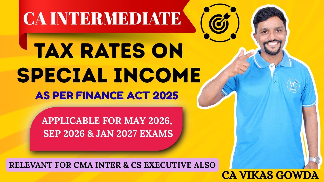 Tax Rates on Special Income | Special Rates | Applicable for May'2026, Sep'26 & Jan'27 Exam