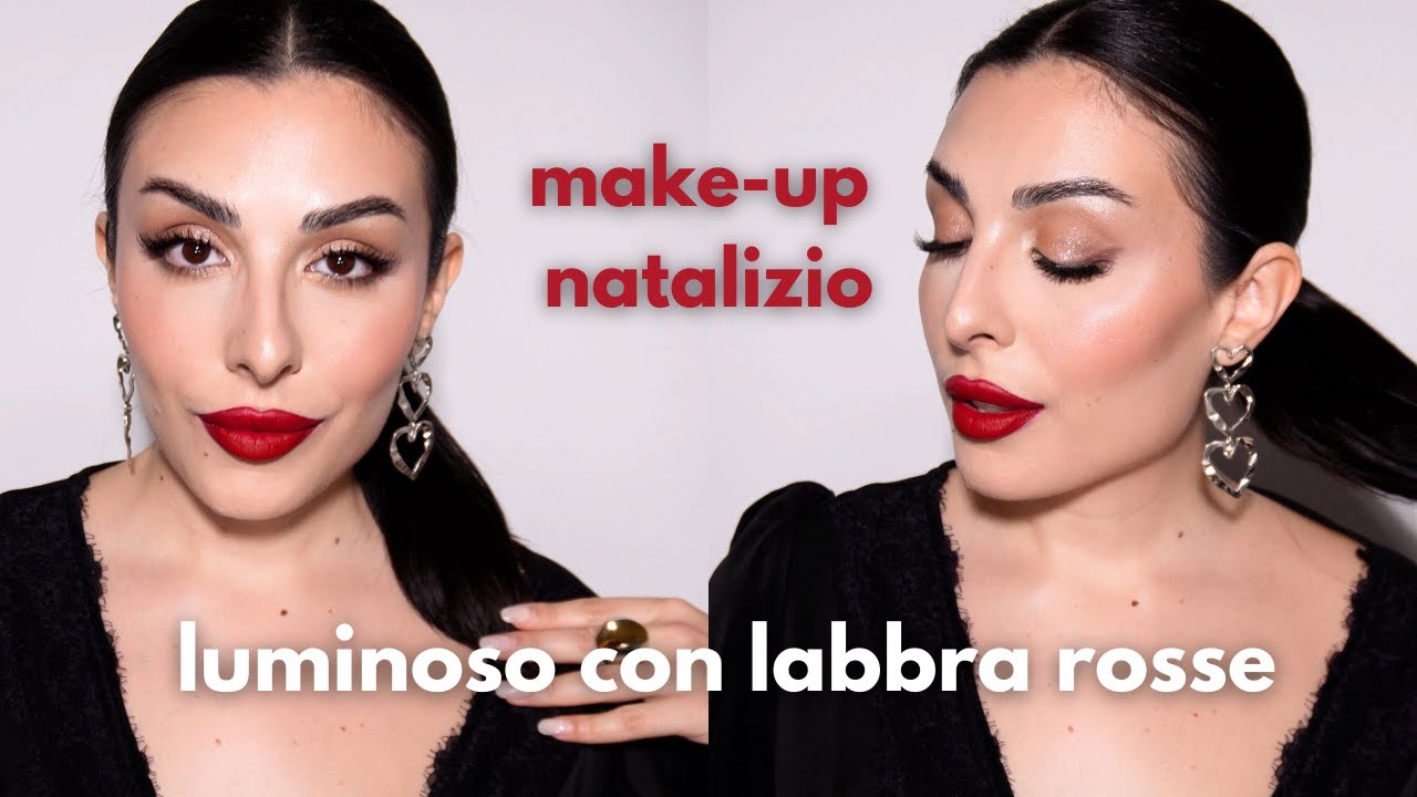 TUTORIAL TRUCCO NATALIZIO CON ROSSETTO ROSSO 💋 🎁 || AMBRAJESS
