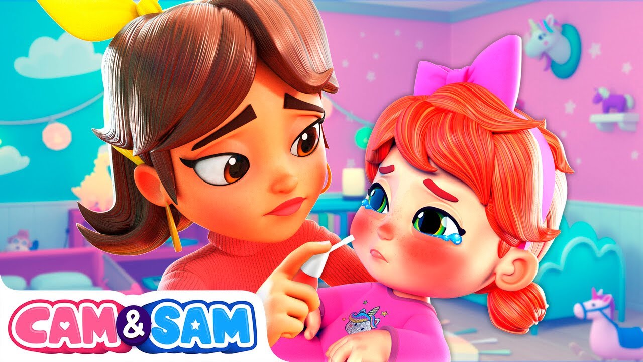 La Bebé Está Enferma🤒| Canciones Infantiles | Cam & Sam en Español