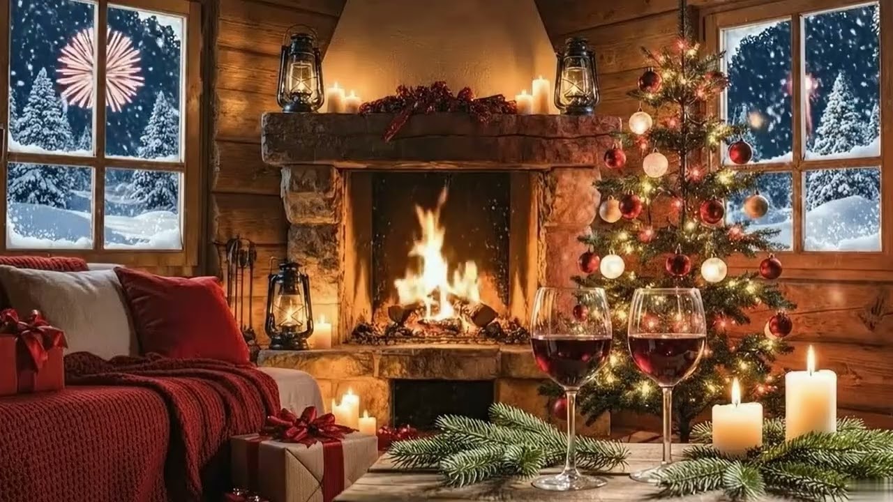 New Year’s Eve Fireplace Ambience 🎆 Cozy Cabin Night to Welcome the New Year