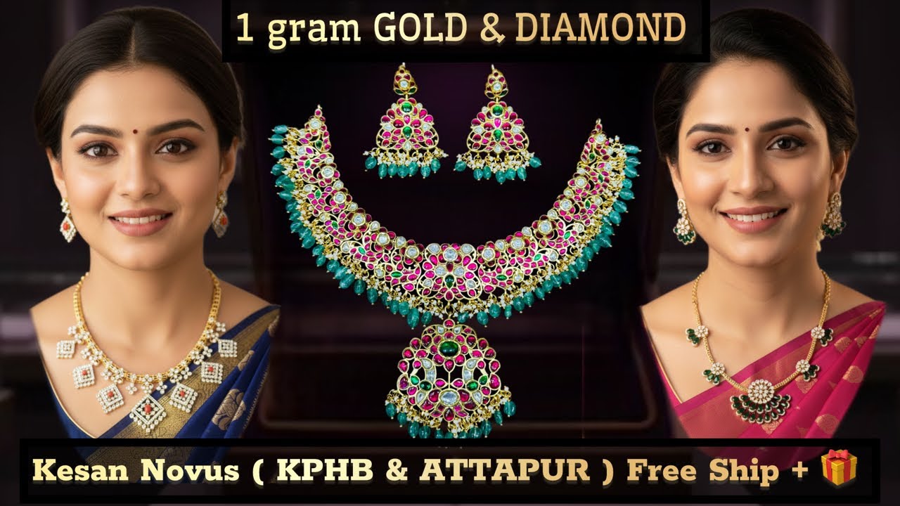 The WHOLESALE Place to Buy 1 Gram Gold Jewellery Online By Kesan Novus ( KPHB & ATTAPUR ) 9705777705