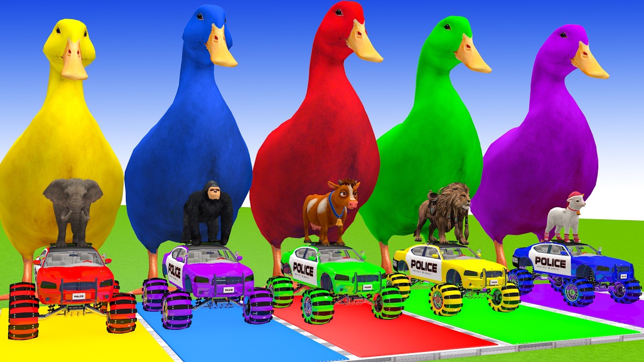 Long Slide Game With Cow Elephant Gorilla Hippopotamus Tiger 3d Animal Game Funny 3d Animals