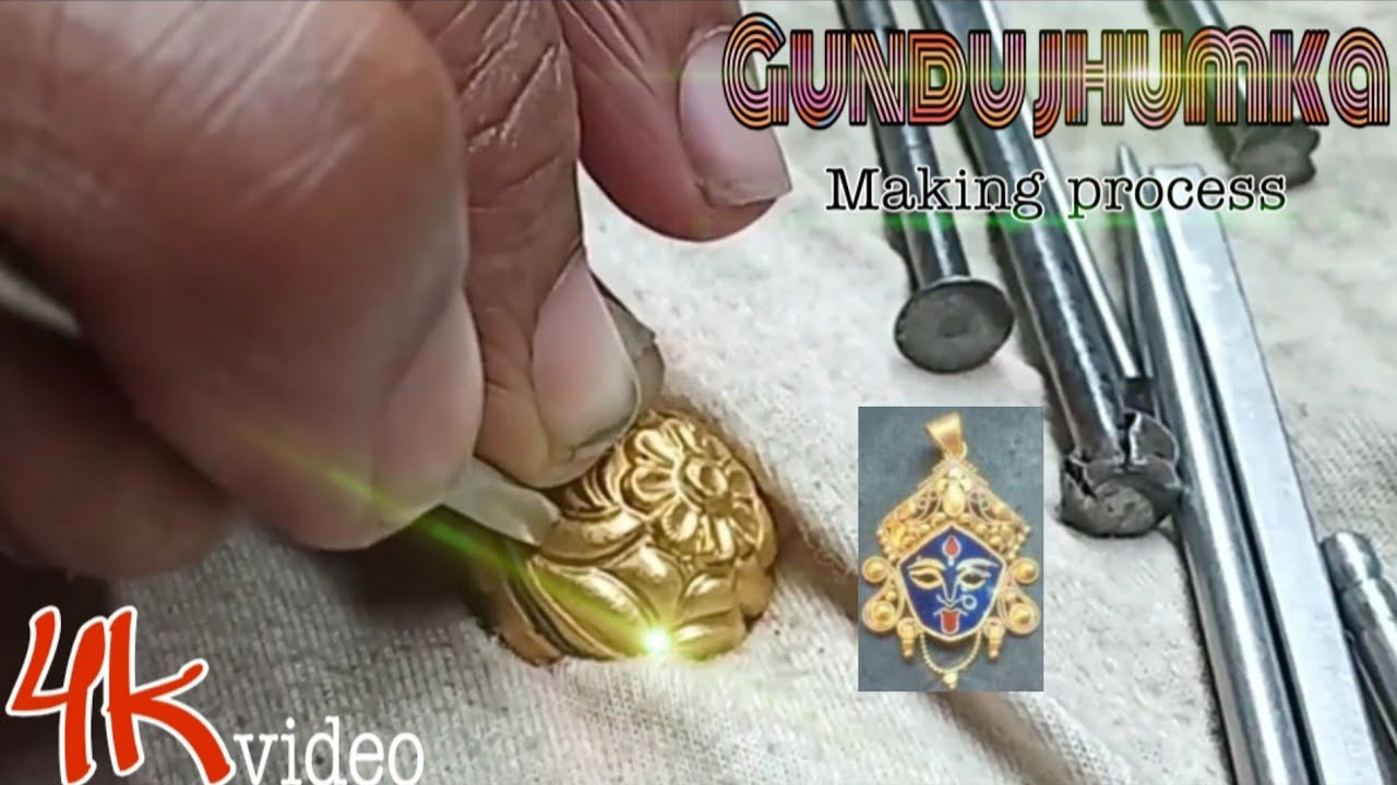 How to gold gandu nakashi jhumka design making process || 22k hallmark gold