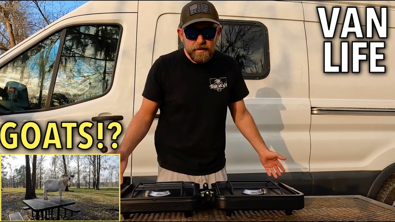 Vanlife on a Lake | Cooking Steak, Battling Goats, & Tossing Shoes | Overnight Camping in Alabama