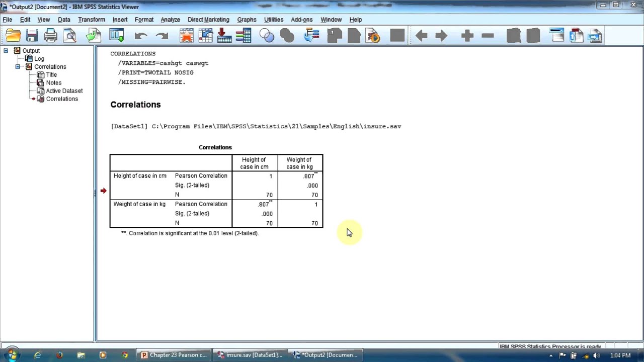 Lesson 19 - Pearson Correlation in SPSS (intepreting the results)