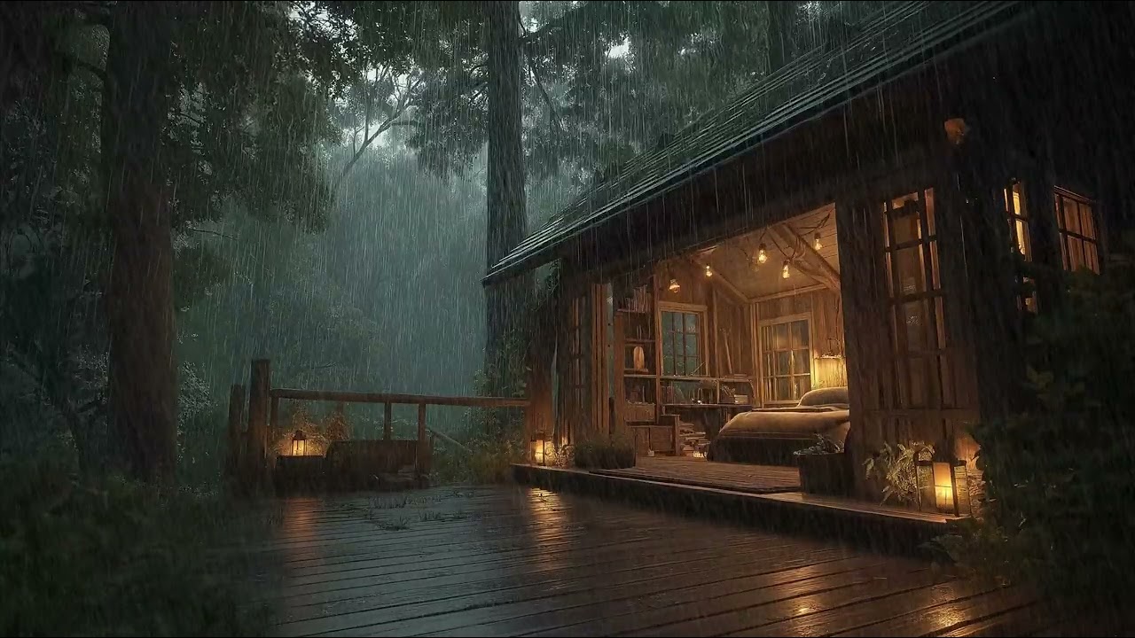 Gentle Rain in a Cozy Forest Bedroom 🌧️ Relaxing Night Rain Sounds for Deep Sleep & Peaceful Rest
