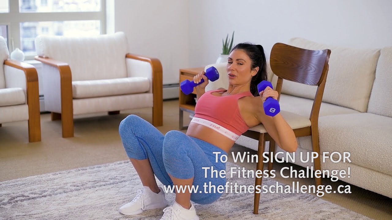 Incline chest press at home using dumbbells and a chair / The Fitness Challenge