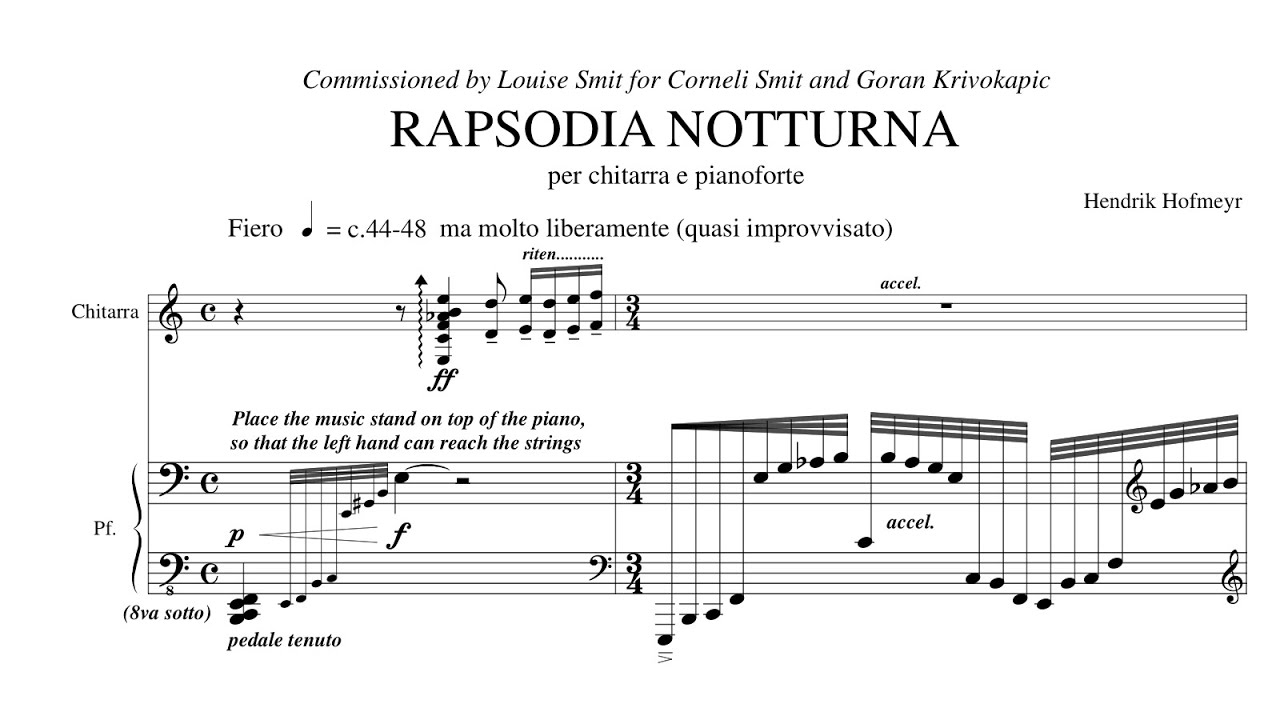 Rapsodia Notturna by Hendrik Hofmeyr・Goran Krivokapic & Corneli Smit・Guitar & Piano