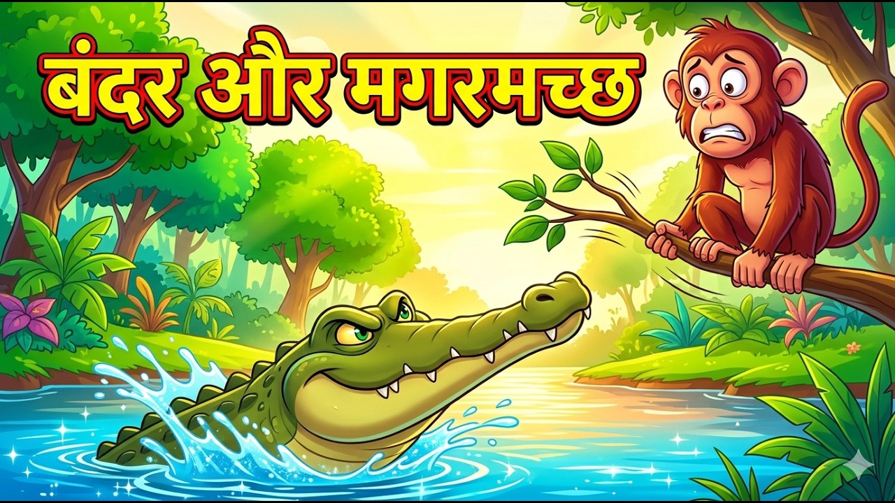 बंदर और मगरमच्छ | Monkey and Crocodile | Panchatantra Story in Hindi | Kids Moral Story