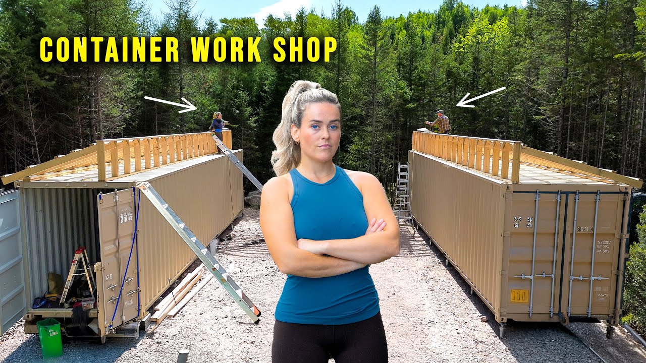 Building a SHIPPING CONTAINER Workshop! Framing the Roof Ep. 4