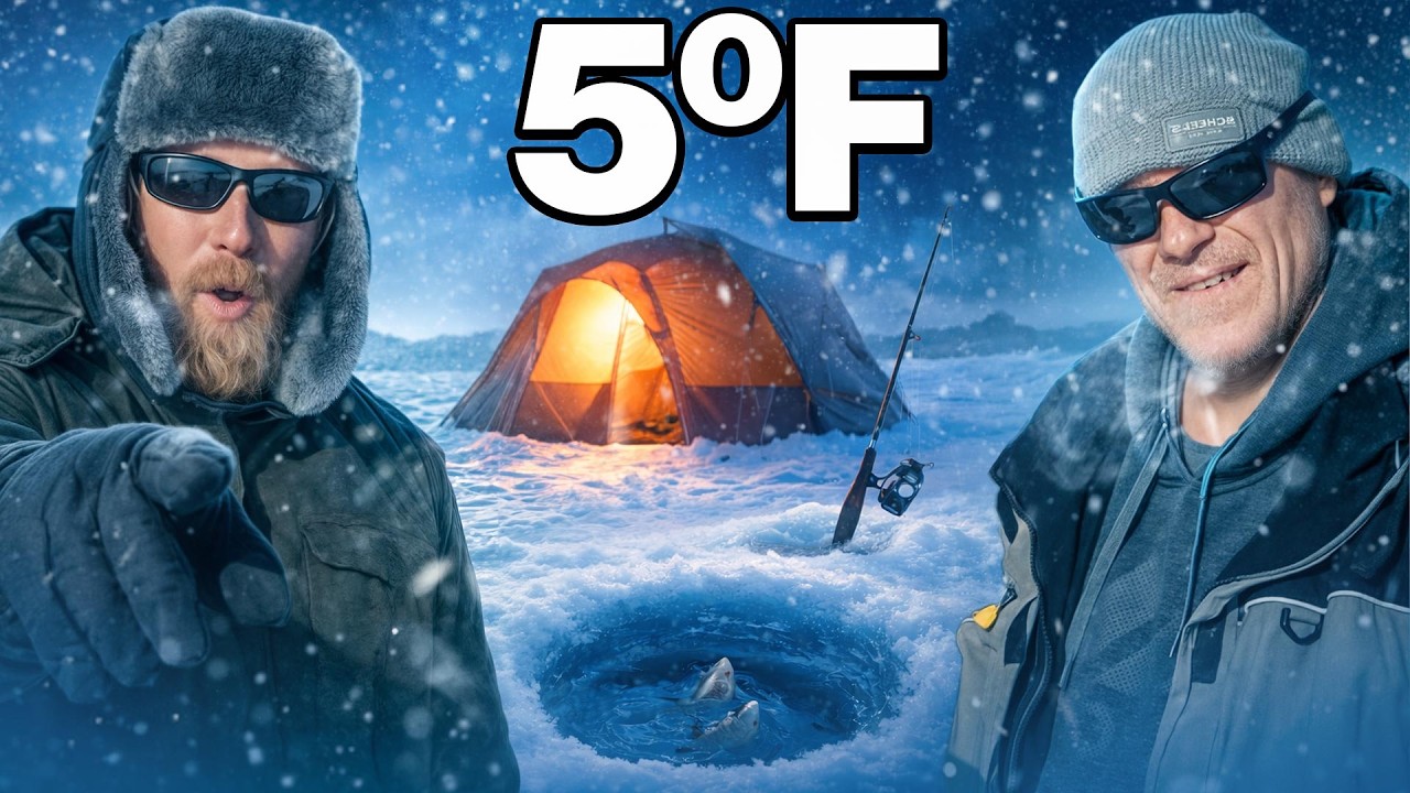 Insulated Tent Camping and Fishing in 5 Degrees 🥶