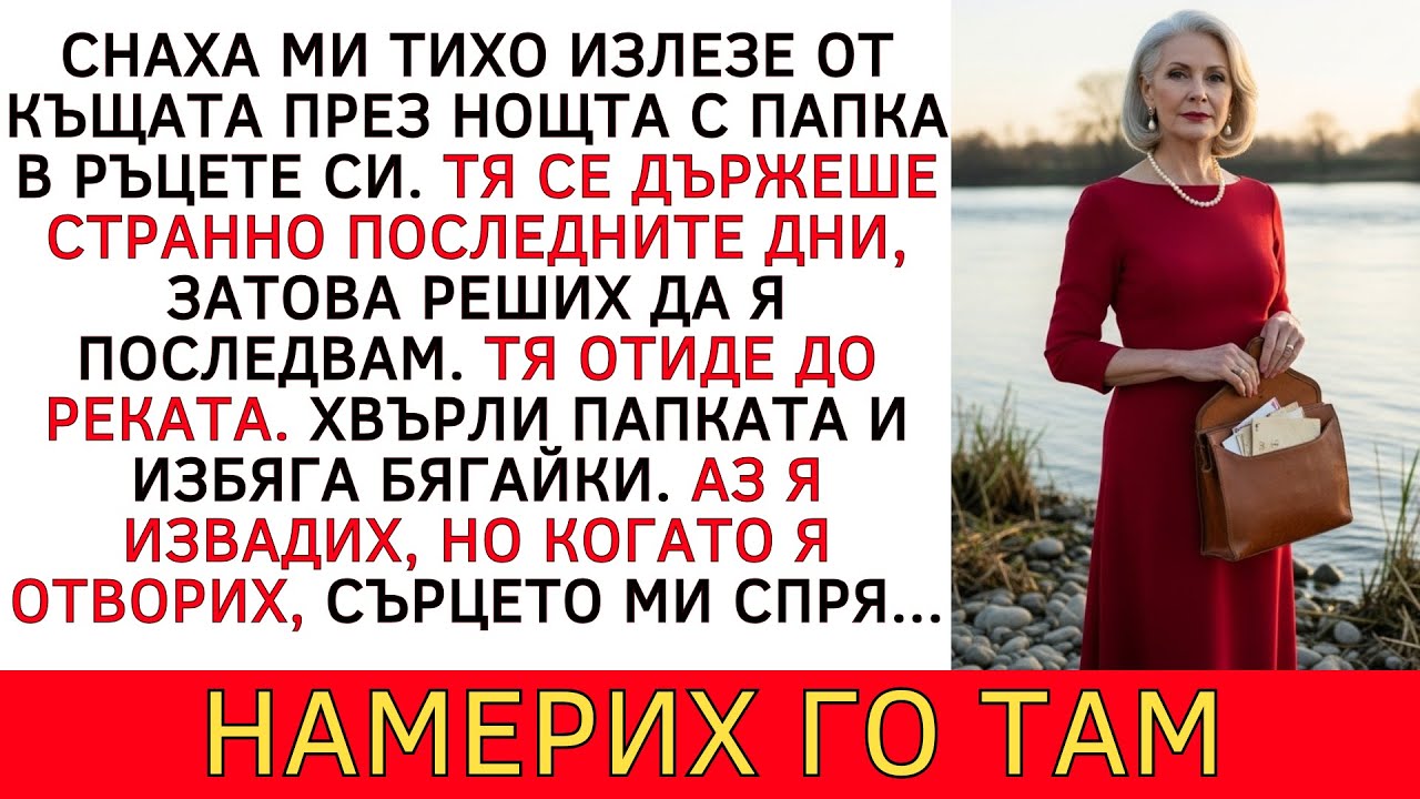 СНАХА МИ ХВЪРЛИ ПОДОЗРИТЕЛНА ПАПКА В РЕКАТА. КОГАТО Я ИЗВАДИХ ОТ БРЕГА, БЯХ...