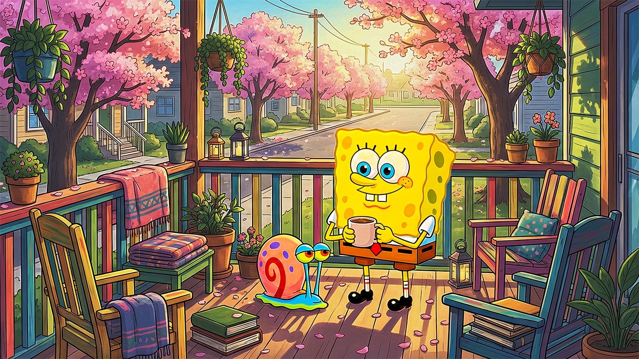 🌸 Spring Porch Coffee ☕ Soft Lofi Study Vibes & Calm Working Mood