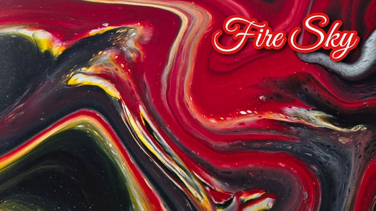 Fire Sky ✨️ Bold & Vibrant Acrylic Stacked Wandering Split Cup Pour